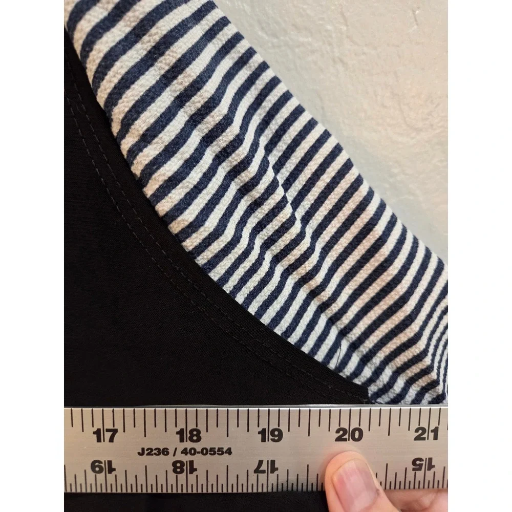 Vintage Celly K Large Striped Cape‎ Blouse Black White Layered Flutter Sleeve